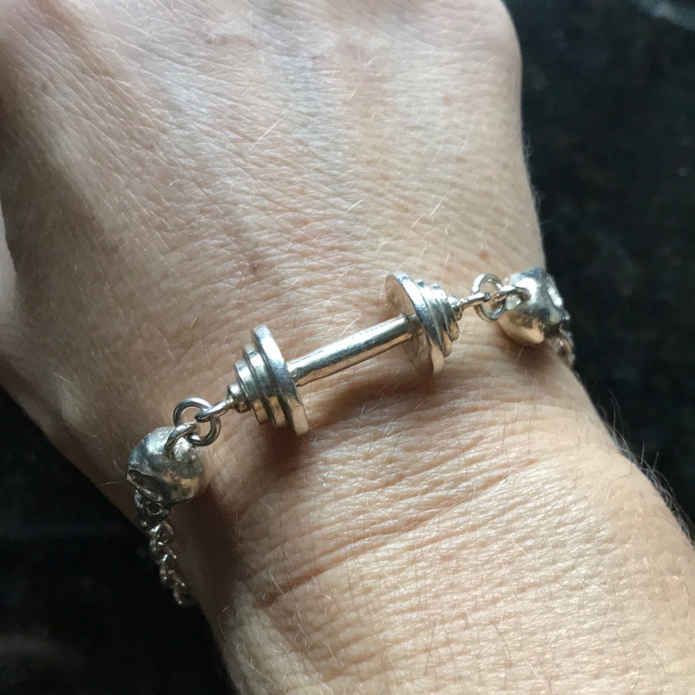 Skull & Dumbbell 925 sterling silver bracelet